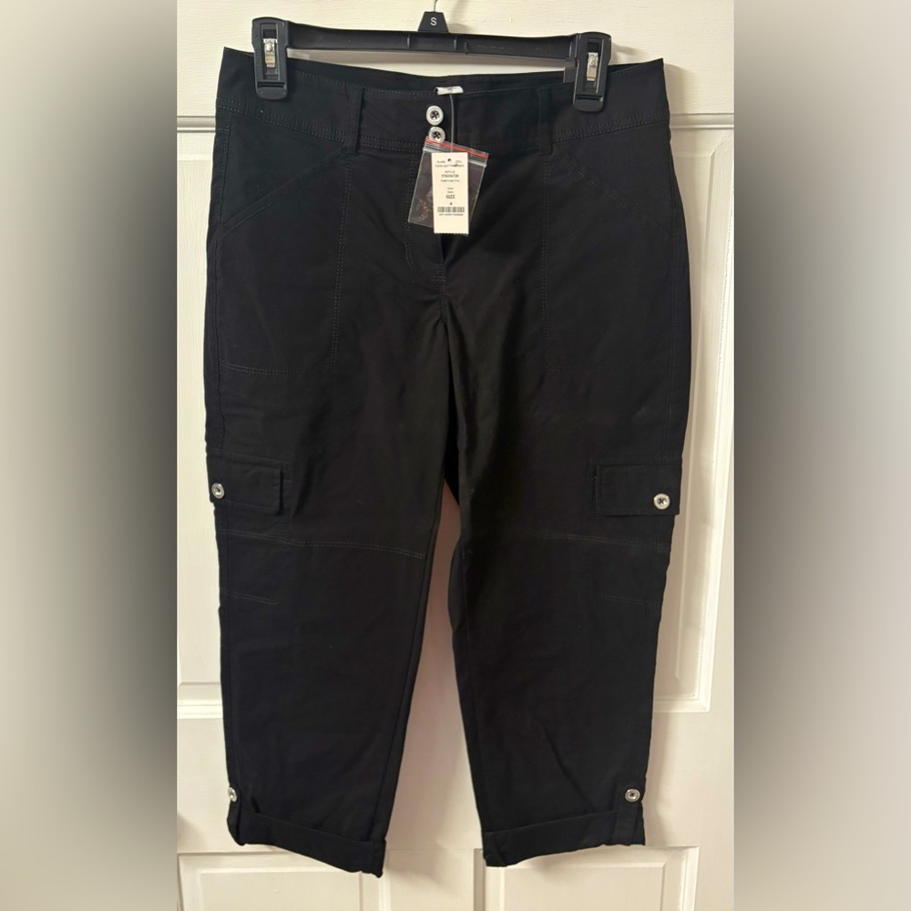 Whit House Black Market Black Cargo Crop Pants size 4